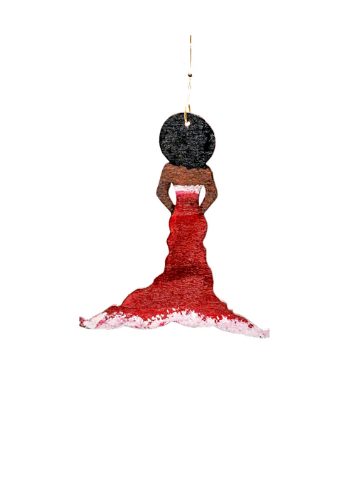 Sista Red Dress Wooden Ornaments